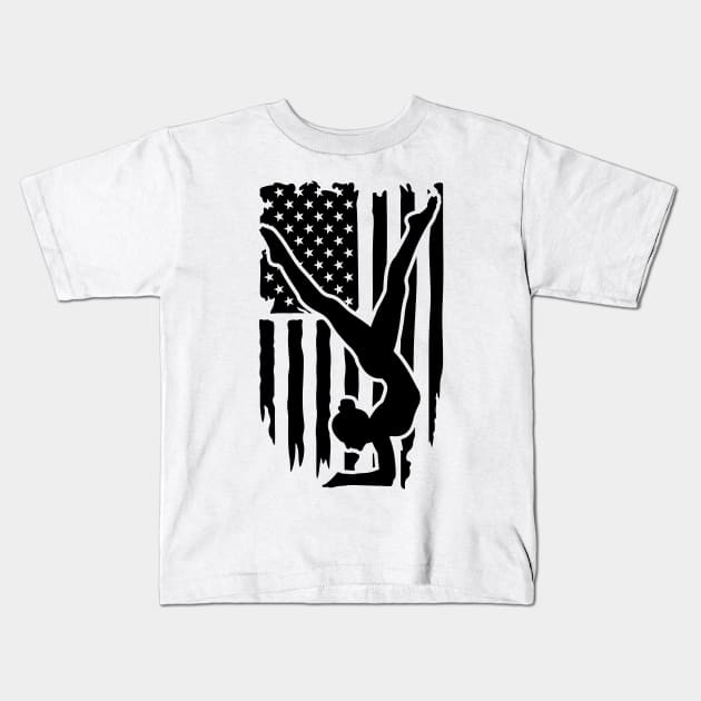 American Flag Gymnastic Shirt Kids T-Shirt by SeleART